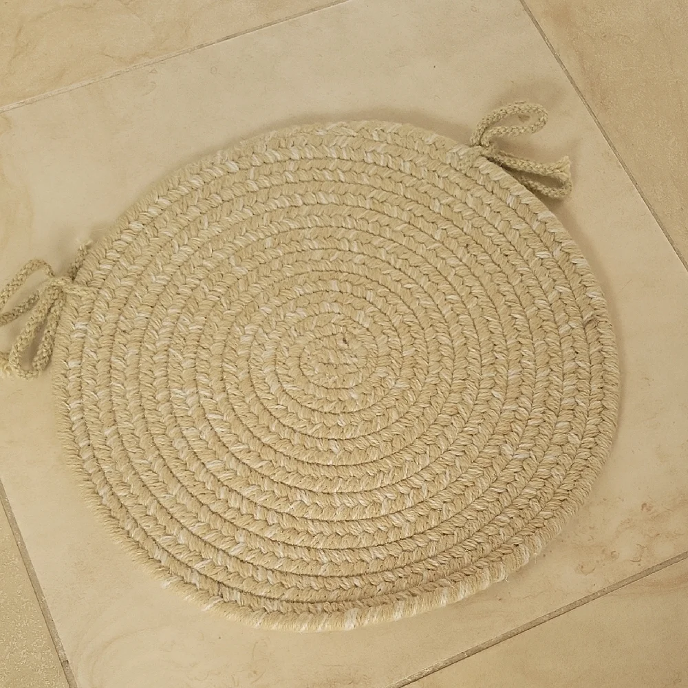Handmade Braided Chair Cushion - Cream Like New 15
